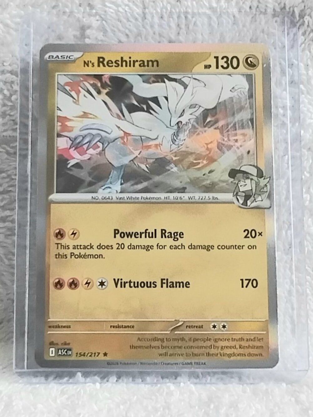 Mint 2026 Pokemon N's Reshiram Rare ☆ Holo Card 154/217!!